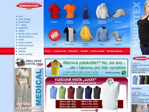reklamní textil a firemní oblečení - potisk, výšivky. výroba reklamních triček, mikin, bund, vest, polokošil a jiného reklamního oblečení.