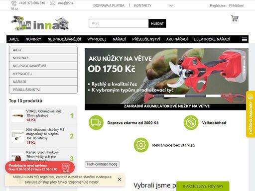 ruční nářadí, nástroje, dílenské vybavení. kvalita a zkušenosti v oboru nářadí již od roku 1995.
inna-kt velkoobchod-maloobchod s nářadím, nástroji a dílenským vybavením s opravdu širokým sortimentem zasahujícího do všech tříd kvality od hobby, přes střední třídu, až po nářadí pro opravdové profíky a řemeslníky. 
…