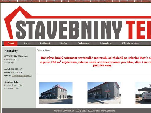 stavebniny telč s.r.o., prodej stavebního materiálu, prodej stavebního a zahradního nářadí, rozvoz zboží