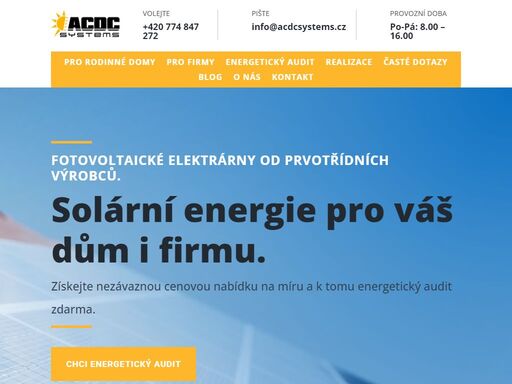 acdc systems - špičkové fotovoltaické elektrárny pro domácnosti a firmy od odborníků na zelenou energii. ušetřete peníze a chraňte životní prostředí s námi!