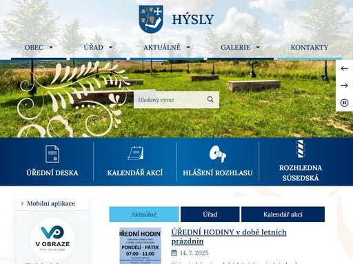 oficiální stránky obce hýsly