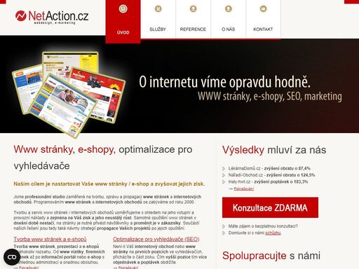 www stránky, e-shopy, optimalizace pro vyhledávače (seo). jsme profesionální studio zaměřené na tvorbu a propagaci www stránek a internetových obchodů. poskytujeme služby od návrhu projektu až po jeho spuštění, propagaci a marketing. cílem naší práce je nastartovat váš internetový obchod nebo www stránky a zvyšovat jejich obrat a váš zisk.