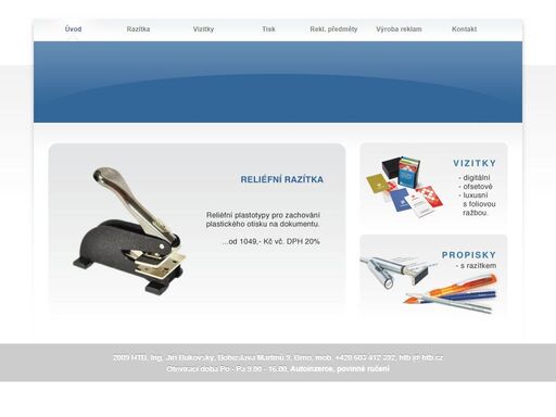 reklamní agentura a tiskárna. výroba propagačních materiálů, tiskovin. výroba a návrh vizitek, razítek, novoročenky, gravírování laserem, reklamní předměty. tisk svatebních a promočních oznámení. řezaná grafika.