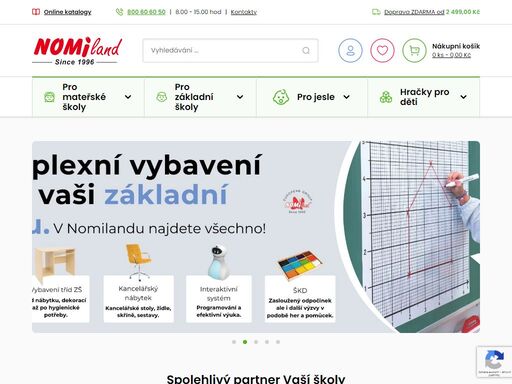 nomiland je obchod s kompletním vybavením pro mateřské školy, základní školy a jesle. k dispozici je více než 11 tisíc produktů, rychlá doprava a servis.
