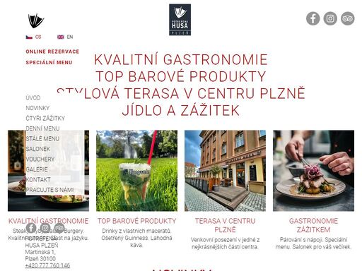 stylová a kvalitní gastronomie v centru plzně už více než 16 let.

naše heslo je zážitek:
ze skvělého jídla, pití a profesionálního servisu.

s výhledem do zelené části centra, salónkem pro 40 a zahrádkou pro 100 hostů.
potrefená husa plzeň