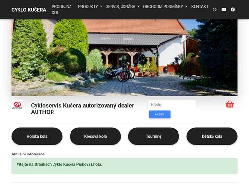 cykloservis kučera, písková lhota, prodej a servis kol author a cyklodoplňků.