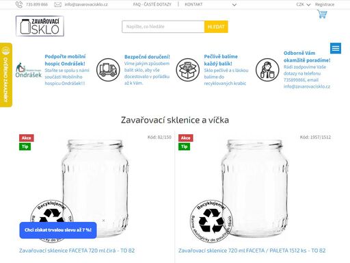 sklenice na zavařování a víčka na zavařovací sklenice. sklenice na maso, sklenice na med. hnědé sklo. provozujeme velkoobchod i maloobchod. neváhejte u nás objednat.
