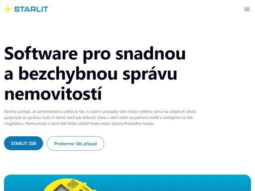 nechte počítač, ať administrativu udělá za vás. s našimi produkty vám místo velkého týmu na zvládnutí úkolů spojených se správou bytů či domů stačí pár kliknutí. data s námi máte na jednom místě a sledujeme za vás i legislativu. nemovitosti s námi řídí třeba letiště praha nebo správa pražského hradu.