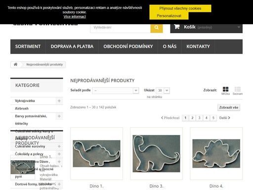 vykrajovátka, formičky, bábovičky, dortové formy, sáčky na zdobení, zdobící špičky, tvořítka na madlové těsto, patchworky a vše pro pečení.