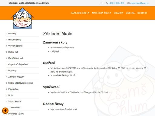 oficiální stránky základní školy a mateřské školy chlum, obec nalžovice