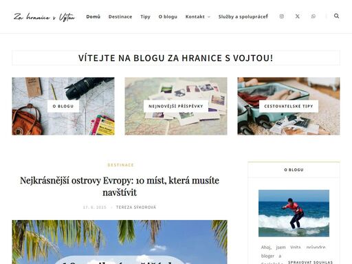 za hranice s vojtou je váš osobní průvodce světem cestování. objevte tipy na výlety a levné cestování i novou inspiraci pro vaše vlastní cesty. vydejme se společně objevovat svět a poznejme všechny jeho krásy!