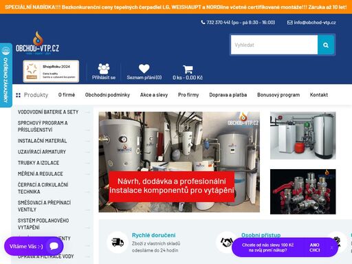 obchod-vtp.cz e-shop voda, topení, plyn, filtrace vody, koupelna, tepelná čerpadla
