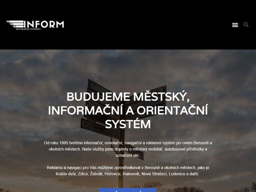 inform navigační a reklamní systémy, označení firmy beroun, směrové šipky beroun, králův dvůr, zdice, žebrák, hořovice, rakovník, lodenice