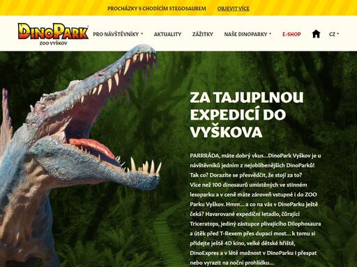 dinopark zoo vyškov je unikátní atrakce, jejímž prostřednictvím můžete nahlédnout do hluboké historie pravěku. přijďte zažít obří dinosaury a dobrodružství!