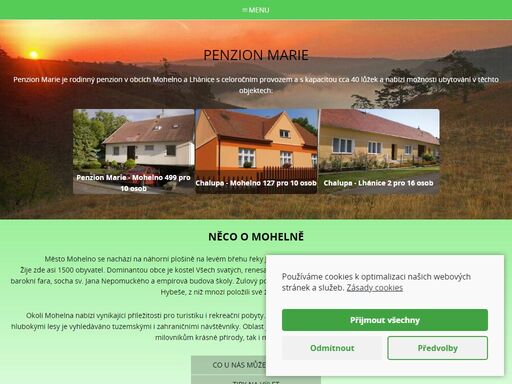 nabízíme možnost ubytování v mohelně a okolí. jedná se o objekty: penzion marie mohleno 499 a chalupa mohelno 127. dále pronajímáme chalupu lhánice 2.