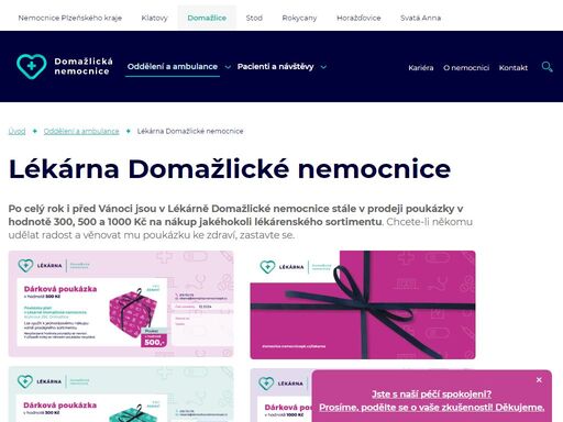 domažlická nemocnice zajišťuje lékařskou péči v nejdůležitějších medicínských oborech, jejichž dostupnost je v příhraničním od krajské metropole vzdáleném regionu nezbytně důležitá.