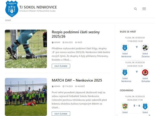 oficiální stránky fotbalového klubu