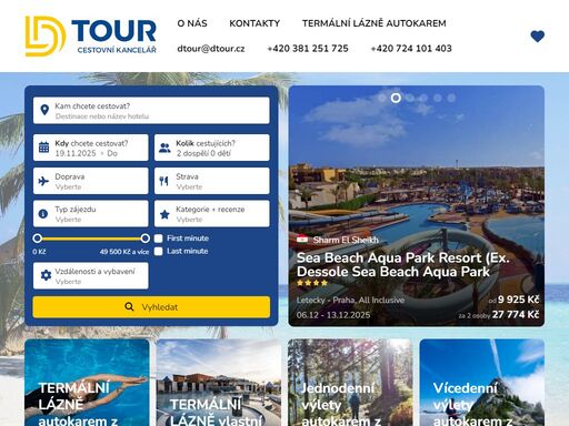 d-tour dovolená na slovensku, termálních lázně, ubytování v čechách i na moravě.