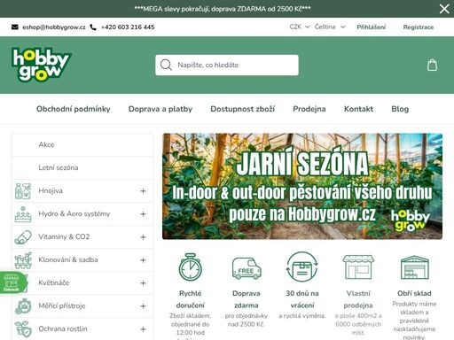 online zahradnictví pro indoor a outdoor pěstování rostlin.