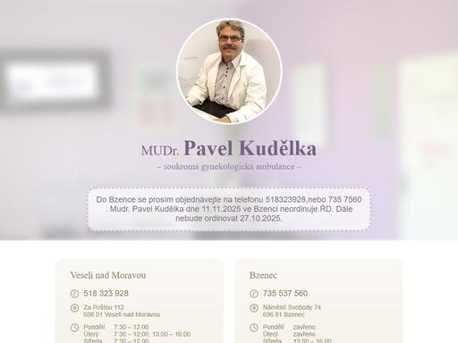 mudr. pavel kudělka – soukromá gynekologická ambulance veselí nad moravou a bzenec