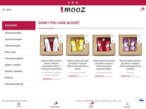 !mooz.cz je internetový obchod s kosmetikou. prodáváme pleťovou, vlasovou a tělovou kosmetiku, gravírujeme na zakázku.