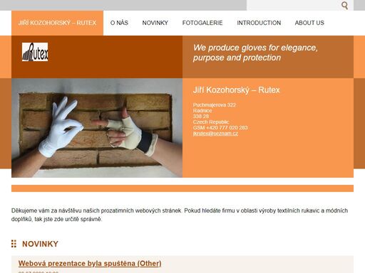 jiří kozohorský. rutex. jk-rutex. výroba rukavic.