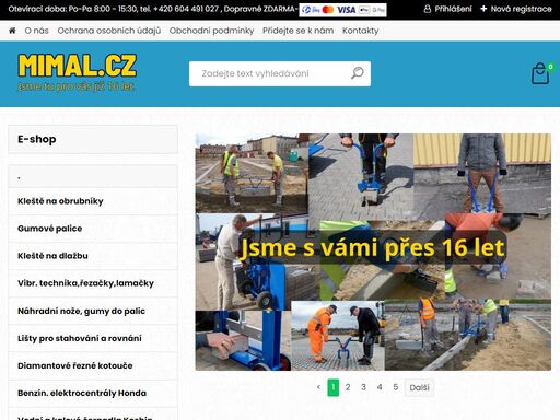 zabýváme se nářadím pro pokládáním dlažby, obrubníků a hutnící technikou