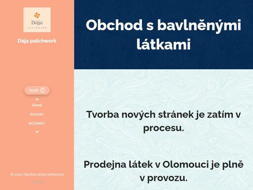 tvorba nových stránek je zatím v procesu.