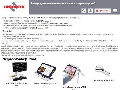 unioptik - rozšiřte si své obzory... s námi totiž dohlédnete dál
