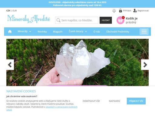 internetový obchod s minerály, drahokamy, polodrahokamy a výrobky z nich.