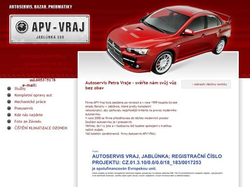 apv-vraj - autoservis, pneumatiky, autobazar a prodej vozů mitsubishi a citroën