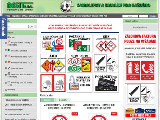 bezpečnostní značení, požární a únikové značení, označení nebezpečných látek. nabízíme dané samolepky, tabulky, značky a symboly různých velikostí.