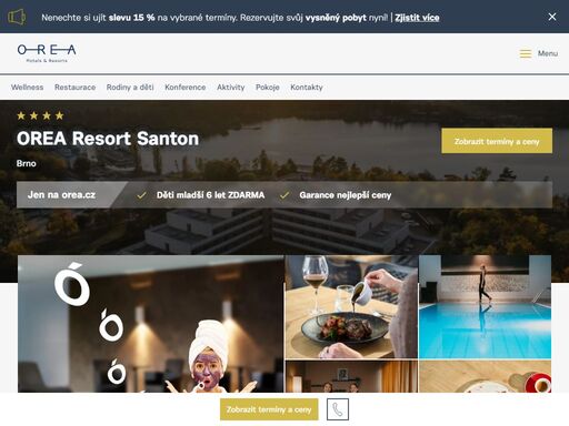 orea resort santon nabízí ubytování s wellness a restaurací, ideální pro relaxaci i aktivní pobyt v přírodě na dosah brna.