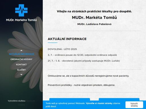 vítejte na stránkách praktické lékařky pro dospělé.