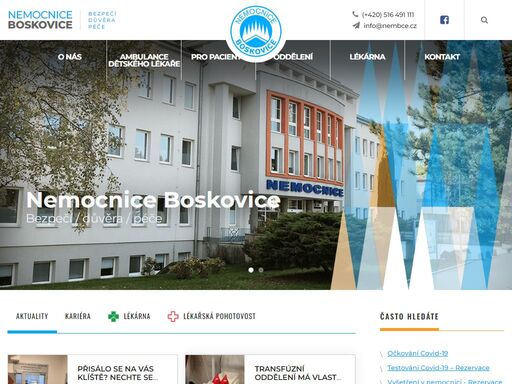 nemocnice v boskovicích poskytuje ambulantní a lůžkovou péči v základních oborech pro spádovou oblast boskovicka, blanenska a přilehlých regionů.