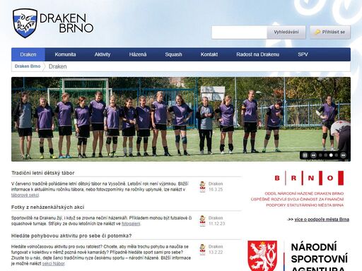 oficiální stránky oddílu národní házené draken brno a jeho přidružených aktivit - hospůdky na drakenu, squash draken a spinning na drakenu.