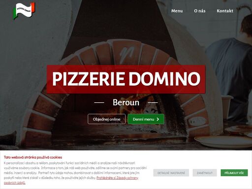 pizzerie domino se nachází v krásné lokalitě blízko centra města berouna. v domácím prostředí si pochutnáte na výborné pizze, těstovinách i čerstvých salátech.