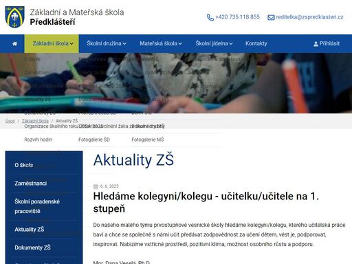 základní a mateřská škola v předklášteří.