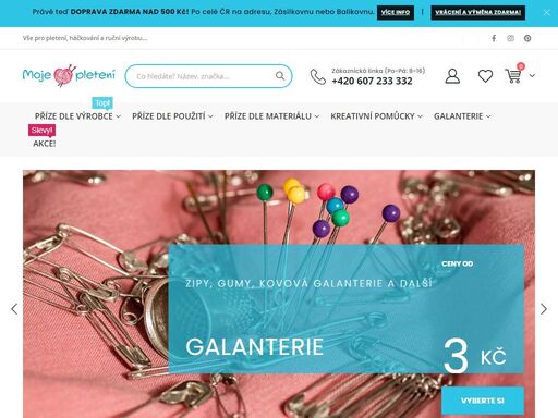 mojepletení.cz - internetové obchod pro pletení a háčkování. nakoupíte zde pletací i háčkovací vlny a příze, vyšívací příze, háčkovací i pletací potřeby, doplňky pro tvoření z přízí a látek, doplňky na výrobu oblečení hraček i spoustu dalších drobností.