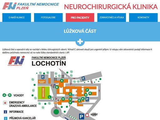 lůžková část a operační sály se nachází v bloku chirurgických oborů. vchod c zároveň slouží pro urgentní příjem. u vstupu vám zdravotníci podají informace k dalšímu průchodu nemocnicí až na naše lůžka standardních stanic i jip.


součásti lůžkové části ne