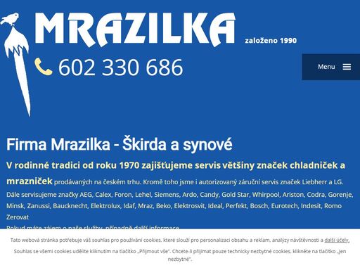 již od roku 1990 nabízíme opravy a prodej všech typů chladniček a mrazniček, včetně kontroly a plnění klimatizcí a autoklimatizací. veškeré naše činnosti zajišťujeme po celé praze a v blízkém okolí za jednotné jízdné včetně sobot, nedělí i svátků.