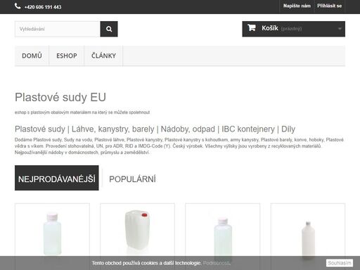 prodáváme plastové sudy, láhve, kanystry, barely, nádoby, na odpad, zdravotní odpad, ibc kontejnery a náhradní díly.