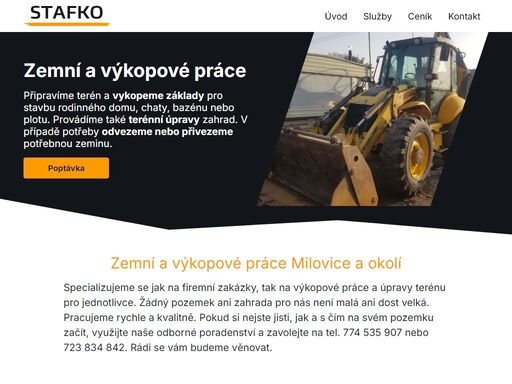 specializujeme se jak na firemní zakázky, tak na výkopové práce a úpravy terénu pro jednotlivce. ???>? pracujeme rychle a kvalitně.  volejte 774 535 907.