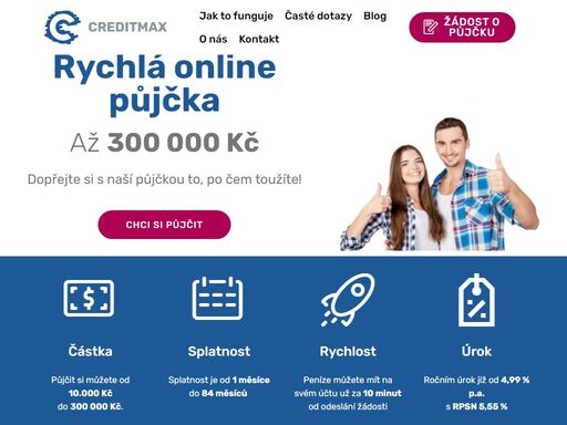 získejte nezávaznou nabídku na nebankovní půjčku od 10 000 do 300 000 kč. rychlé online posouzení vaší žádosti. jasné a férové podmínky.