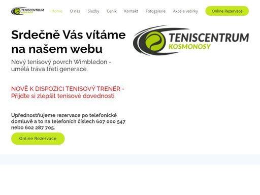 tenisové centrum a restaurace v kosmonosých