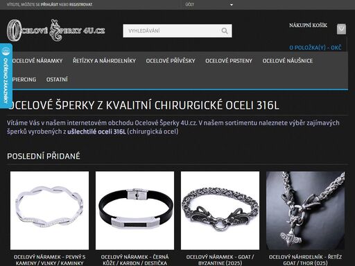 prodáváme originální šperky z vysoce kvalitní chirurgické oceli. prsteny, náramky, řetízky a náhrdelníky, přivěšky, náušnice, piercing a další doplňky.