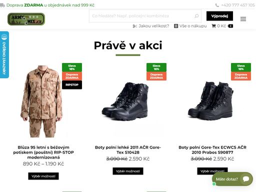 prodej vybraných druhů výstrojních součástek armády a policie čr. vojenské (army) a policejní oblečení. ? doprava zdarma nad 999 kč.