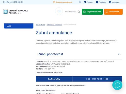 zubní oddělení
ordinace zajišťuje stomatologickou péči. nadstavbová péče v oboru stomatochirurgie, ortodoncie a nemocí parodontu je zajištěna speci..