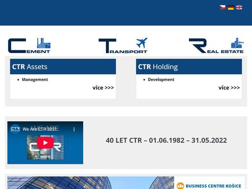 ctr group je společnost působící v oblasti stavebních hmot, letecké přepravy a real estate. na trhu je již 40 let.