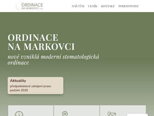 nově vzniklá moderní stomatologická ordinace ordinace na markovci - předpokládané zahájení praxe podzim 2025